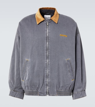 Velvet-trimmed cotton chambray blouson | Miu Miu