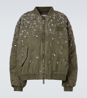 Sequined cotton gabardine bomber jacket | Miu Miu