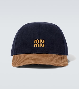 Logo denim and corduroy baseball cap | Miu Miu
