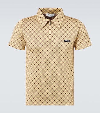 Checked silk piqué polo shirt | Miu Miu