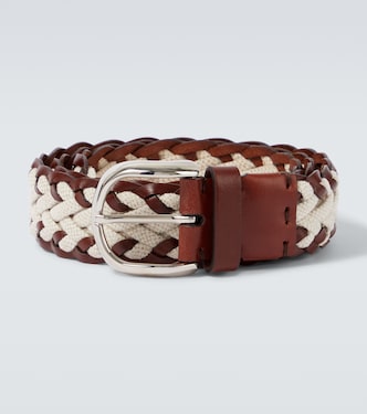 Braided leather and canvas belt | Brunello Cucinelli